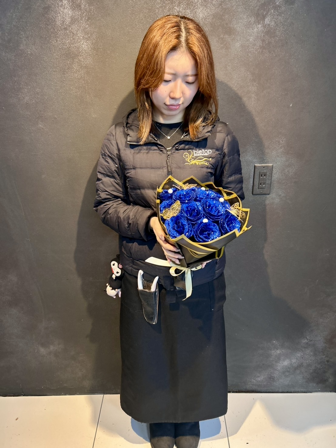 グリッターローズ 青12本 造花