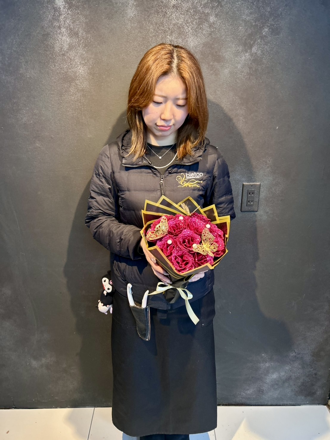 グリッターローズピンク12本造花