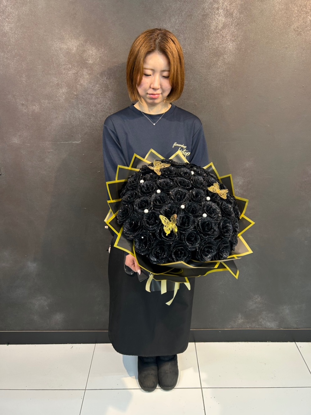 グリッターローズ 黒50本 造花