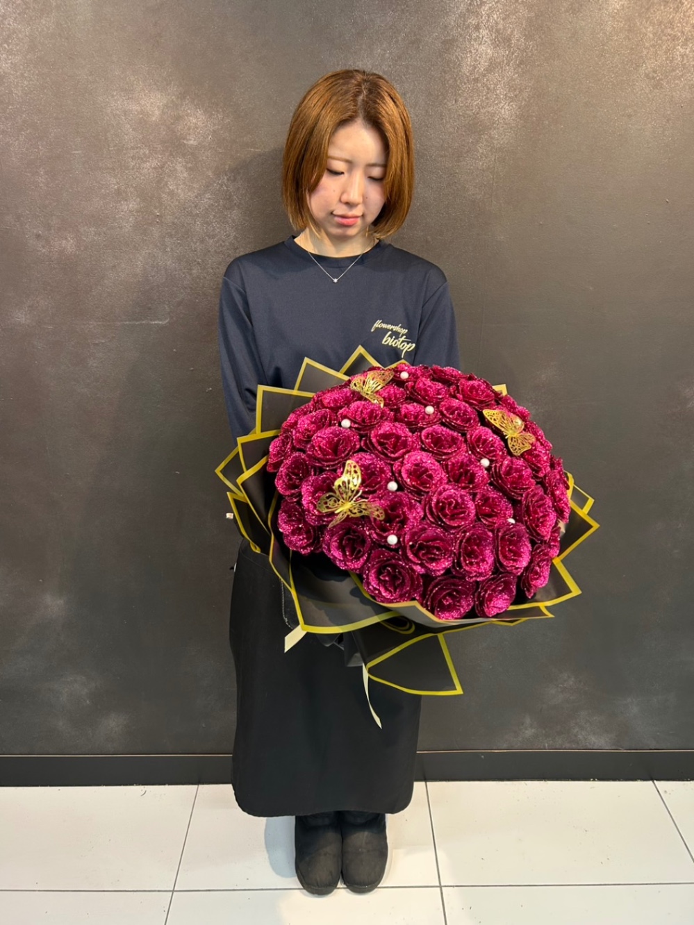 グリッターローズ ピンク50本 造花