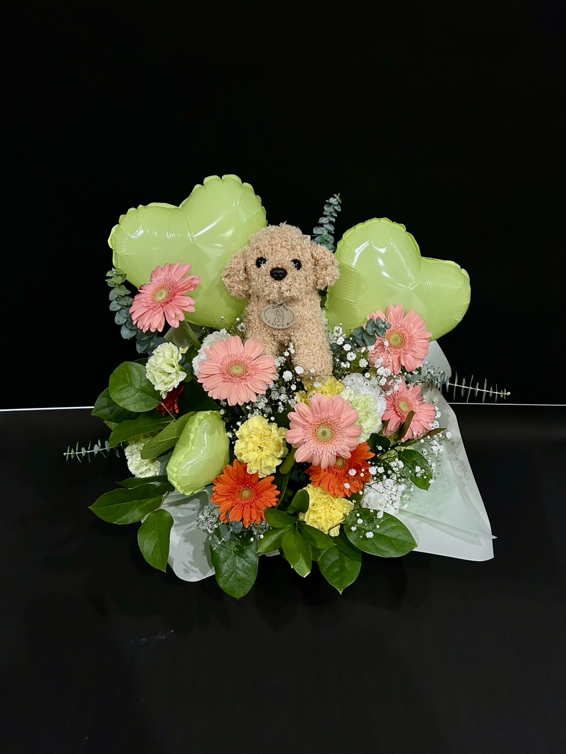 ぬいぐるみバルーンフラワーアレンジ 犬